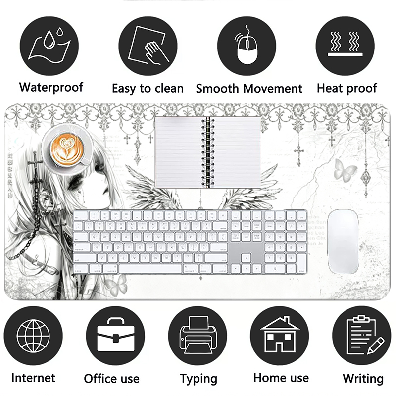 Leather Mousepad Black White A - Gaming Accessories For Desk 评论和价格